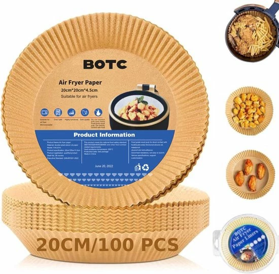 Groothandel ???? BOTC Airfryer Bakpapier - 20 Cm Bakpapier - 100 Stuks - Airfryer Accessoires - Wegwerpbakjes - Papier Bakjes ???? 1 Groothandel ???? BOTC Airfryer Bakpapier - 20 Cm Bakpapier - 100 Stuks - Airfryer Accessoires - Wegwerpbakjes - Papier Bakjes ????
