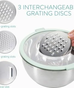 Beste Pirce ???? Navaris Roestvrijstalen Kommen Met Deksel - Set Van 2 Mengkommen Met Deksels En 3 Raspen - 1,4L En 4,7L Slakommen Met 3 Soorten Raspen - In Mintgroen ???? -Bourgogne Shop 550x544 11