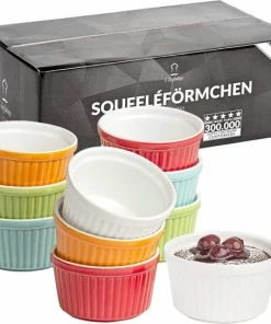 Groothandel ❤️ Chefarone Mini Ronde Ovenschalen – Mini Vormpjes – Bakvormen – Keramiek – 200 ML - Set Van 10 - Multicolor ????