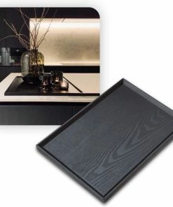 Coupon ???? MIRO. MIRO Houten Dienblad Vierkant - Decoratieve Dienbladen - Serveerblad - Sierblad - 44 X 32 CM - Zwart ????