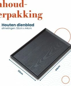 Coupon ???? MIRO. MIRO Houten Dienblad Vierkant - Decoratieve Dienbladen - Serveerblad - Sierblad - 44 X 32 CM - Zwart ???? -Bourgogne Shop 550x546 5
