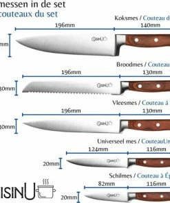 Flash-uitverkoop ⌛ CuisinU Messenset Met Messenblok En Ingebouwde Messenslijper - 6 Delig - Hout - Messenset Met Blok ???? -Bourgogne Shop 550x546 8