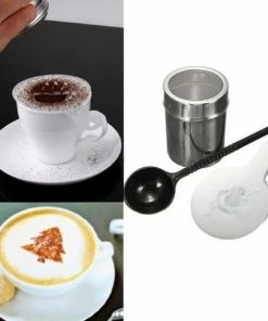 Beste Pirce ???? Merkloos RVS Cappuccino / Cacao Strooier Set - Met Koffie / Cacao Sjablonen & Barista Tools Lepel ???? -Bourgogne Shop 550x548 13