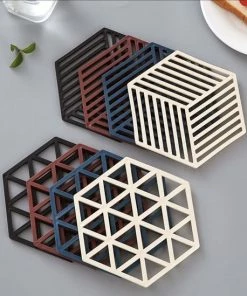 Goedkoop ⭐ DB Onderzetters (2 Stuks) - Multifunctioneel - Siliconen - Accessoires - Glas Onderzetters - Zeshoekig - Hip Design - Zwart ✔️ -Bourgogne Shop 550x549 5