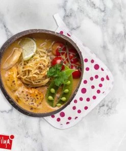 Groothandel ???? Tavas Sevilya Ovenwant Met Pannenlap Vepakt - Paarse Stippels Katoen, Thermolite Hittebestendig Tot 200°C Set Van 2 | Pannenlappen En Ovenwanten Set Ovenhandschoenen ???? -Bourgogne Shop 550x550 181