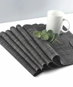 Gloednieuw ???? De Millennials Duurzame Placemats 6+6 (gratis Coaster) - Zwart- Decoratie - Hittebestendig - Makkelijk Schoon - Fijngeweven PVC - Herbruikbare - Keukenaccessoires - Cadeau ???? -Bourgogne Shop 550x550 196