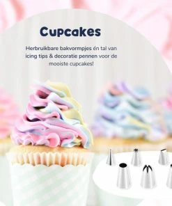 Groothandel ???? Perow Taarten Bak Set - Luxe XXL 237 Delig Set - Bakset Kinderen - Decoratie Set - Taarten En Cake Versieringen - Draaibaar Plateau - Herbruikbare Spuitzak - Cupcake Vormpjes ✔️ -Bourgogne Shop 550x550 225