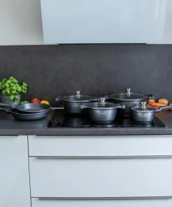 Korting ???? Herenthal Inductie Pannenset - Luxe 10-delige Koekenpannenset - Voor Alle Warmtebronnen - Met Glazen Deksels En Koudgrepen - Grijs ???? -Bourgogne Shop 550x550 23