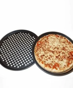 Coupon ???? Merkloos Pizza Plaat - Bakplaat - Rond - Pizzaplaat - Pizzavorm - Bakplaat Voor Oven - Zwart - 26 CM - 2 Stuks ⌛