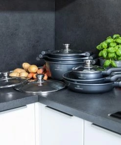 Korting ???? Herenthal Inductie Pannenset - Luxe 10-delige Koekenpannenset - Voor Alle Warmtebronnen - Met Glazen Deksels En Koudgrepen - Grijs ???? -Bourgogne Shop 550x550 26