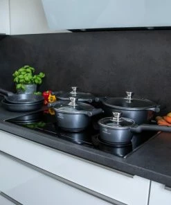 Korting ???? Herenthal Inductie Pannenset - Luxe 10-delige Koekenpannenset - Voor Alle Warmtebronnen - Met Glazen Deksels En Koudgrepen - Grijs ???? -Bourgogne Shop 550x550 27