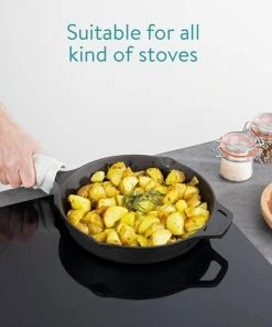 Hete verkoop ⌛ Navaris Gietijzeren Koekenpan - Braadpan Van Gietijzer - Ronde Skillet - Geschikt Voor Alle Warmtebronnen - Ø 30 Cm - Ovenbestendig Tot 260 Graden ???? -Bourgogne Shop 550x550 279