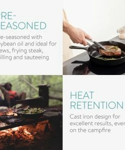 Hete verkoop ⌛ Navaris Gietijzeren Koekenpan - Braadpan Van Gietijzer - Ronde Skillet - Geschikt Voor Alle Warmtebronnen - Ø 30 Cm - Ovenbestendig Tot 260 Graden ???? -Bourgogne Shop 550x550 286