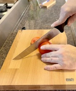 Coupon ???? Industrial Living Snijplank Hout - Hakblok Met Lederen Lus Houder- Massief Beukenhout- Groot Formaat-3CM Dik ✨ -Bourgogne Shop 550x550 290