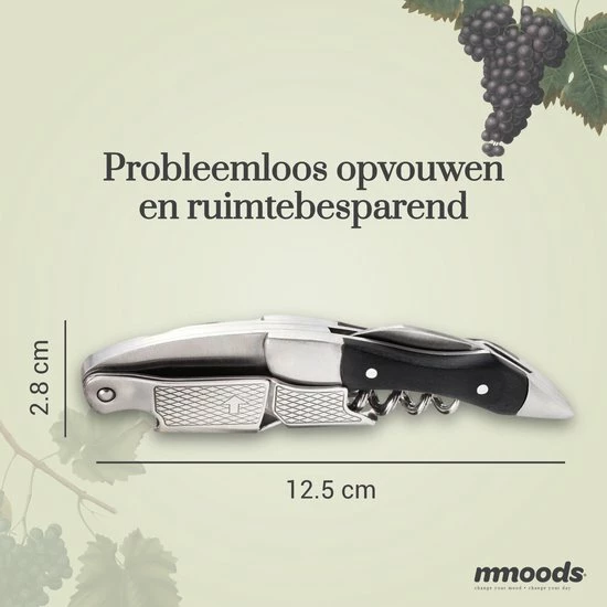 Aanbiedingen ???? Mmoods Kurkentrekker Wijn Zwart - Kelnermes Met Gesleufde Groef – Wijnopener - Sommeliermes – Cadeau ???? 3 Aanbiedingen ???? Mmoods Kurkentrekker Wijn Zwart - Kelnermes Met Gesleufde Groef – Wijnopener - Sommeliermes – Cadeau ???? - Afbeelding 3