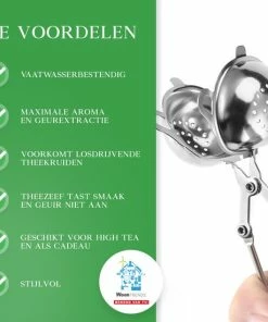 Uitgang ???? Blended Lifestyle® Theezeef Met Handvat Inclusief Lekplaatje - Set Van 3 Stuks - Thee Ei Voor Losse Thee - Theefilter Voor Losse Thee - Thee Infuser ⭐ -Bourgogne Shop 550x550 370