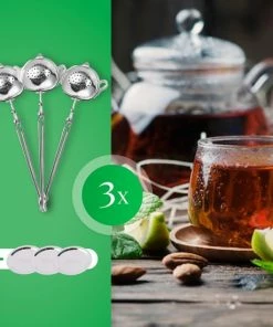 Uitgang ???? Blended Lifestyle® Theezeef Met Handvat Inclusief Lekplaatje - Set Van 3 Stuks - Thee Ei Voor Losse Thee - Theefilter Voor Losse Thee - Thee Infuser ⭐ -Bourgogne Shop 550x550 373