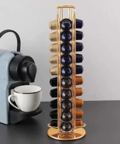 Goedkoop ✨ Merkloos Draaibare Capsulehouder - Geschikt Voor Nespresso En Compatible Capsules - 40 Stuks -goud ✨