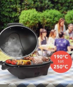 Groothandel ⌛ KitchenBrothers Elektrische Barbecue - Tafelbarbecue Met Grillplaat - Anti-aanbaklaag - Incl. Plank/Houders - BBQ Grilloppervlak 46,5x33,8cm - 5 Standen Tot 300°C - 2400W - Zwart ???? -Bourgogne Shop 550x550 389