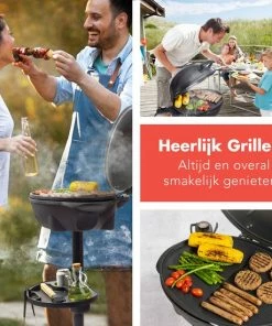 Groothandel ⌛ KitchenBrothers Elektrische Barbecue - Tafelbarbecue Met Grillplaat - Anti-aanbaklaag - Incl. Plank/Houders - BBQ Grilloppervlak 46,5x33,8cm - 5 Standen Tot 300°C - 2400W - Zwart ???? -Bourgogne Shop 550x550 390