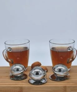 Promo ???? Blended Lifestyle® Theezeef In Balvorm Inclusief Lekplaatje - Set Van 3 Stuks - Thee Ei Voor Losse Thee - Theefilter Voor Losse Thee - Thee Infuser ???? -Bourgogne Shop 550x550 40