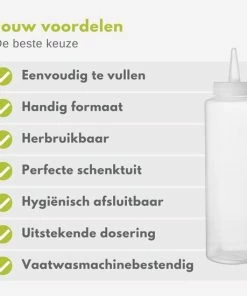 Beste deal ???? Veluw® Doseerfles Knijpfles - Garneerfles - Sausfles - Spuitfles - Beslagspuit - Doseerspuit - Transparant - 200ml - Ø5x(H)18,5cm ( Set Van 2 ) ???? -Bourgogne Shop 550x550 404