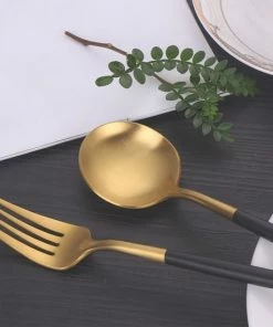 Top 10 ???? LuZana Bestek Set Goud - 30-delig - 6 Persoons - Luxe Klassieke Bestekset - Goud/zwart ???? -Bourgogne Shop 550x550 424