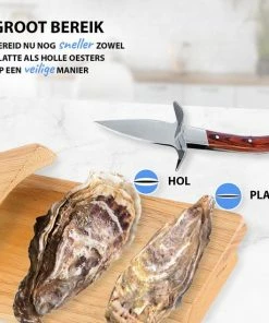 Goedkoop ???? Oyster Supply Compleet 4-delige Oesterset | Oestermes - Oesterbreekmes - Schaaldiermes | Messenhoes | Snijbestendige Oesterhandschoenen - Slagershandschoenen - Werkhandschoenen | Oesterhouder | Veilig Oesters Openen | Kleur Mes: Bruin ???? -Bourgogne Shop 550x550 431