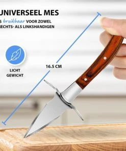 Goedkoop ???? Oyster Supply Compleet 4-delige Oesterset | Oestermes - Oesterbreekmes - Schaaldiermes | Messenhoes | Snijbestendige Oesterhandschoenen - Slagershandschoenen - Werkhandschoenen | Oesterhouder | Veilig Oesters Openen | Kleur Mes: Bruin ???? -Bourgogne Shop 550x550 432