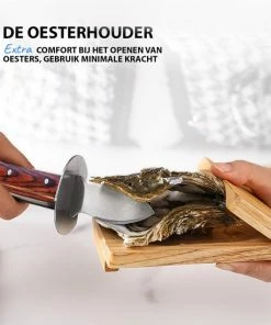 Goedkoop ???? Oyster Supply Compleet 4-delige Oesterset | Oestermes - Oesterbreekmes - Schaaldiermes | Messenhoes | Snijbestendige Oesterhandschoenen - Slagershandschoenen - Werkhandschoenen | Oesterhouder | Veilig Oesters Openen | Kleur Mes: Bruin ???? -Bourgogne Shop 550x550 433