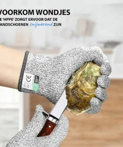 Goedkoop ???? Oyster Supply Compleet 4-delige Oesterset | Oestermes - Oesterbreekmes - Schaaldiermes | Messenhoes | Snijbestendige Oesterhandschoenen - Slagershandschoenen - Werkhandschoenen | Oesterhouder | Veilig Oesters Openen | Kleur Mes: Bruin ???? -Bourgogne Shop 550x550 435