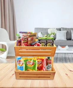 Promo ???? Spieringstore® Fruitmand – 2 Laags – Hout – Aardappelbak - Aanrecht Organiser - Fruitkistje - Fruitschaal – Fruitmand -Schaal Decoratie - Voor Fruit / Groente / Snacks / Brood ???? -Bourgogne Shop 550x550 453