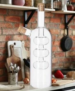 Promo ???? Merkloos Decopatent® 2in1 Olie En Azijnstel Glas - Bolvorm Met Kurken - Glazen Azijnfles & Oliefles In 1 - Oil And Vinegar - 9 X 9 X 21 Cm ⭐ -Bourgogne Shop 550x550 467