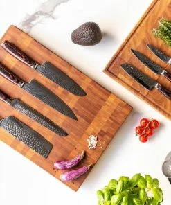 Korting ???? Shinrai Japan™ Shinrai Japan - Messenset Met Blok – 6 Delig – Messensetblok – Mes – Koksmes - ???? Hammered RVS - Met Luxe Geschenkdoos ⌛ -Bourgogne Shop 550x550 491