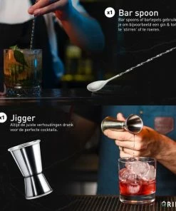 Top 10 ???? Grilla Cocktail Set - Cocktail Shaker - 11-Delige Cocktailset - Cocktailshaker - RVS ???? -Bourgogne Shop 550x550 515