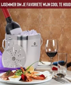 Beste Verkoop ???? Rednas IJsemmer Met Deksel - Sinterklaas Cadeautjes - Dubbelwandig - IJstang - IJsschep - Zeef - 4-delig - RVS ???? -Bourgogne Shop 550x550 524