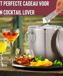 Beste Verkoop ???? Rednas IJsemmer Met Deksel - Sinterklaas Cadeautjes - Dubbelwandig - IJstang - IJsschep - Zeef - 4-delig - RVS ???? -Bourgogne Shop 550x550 525