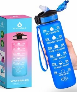 Top 10 ❤️ Innovaland Motivatie Waterfles Blauw - 1 Liter Drinkfles - Waterfles Met Rietje - Waterfles Met Tijdmarkering - BPA Vrij - Volwassenen - Kinderen - Vaderdag Cadeau - Geschenk - Cadeau Voor Man - Vrouw - Sinterklaas Cadeautjes - Mannen - Vrouwen ????