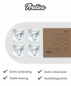 Beste Pirce ???? Aretica Shotglaasjes Skull Gift Set Van 4 - Borrelglaasjes - Shot Glaasjes - Vaatwasserbestendige Shotglazen - Shotglas - Drankspel - Glazen Borrelglas - Inhoud 25 Ml - Ø 4.7cm - Transparant ✔️ -Bourgogne Shop 550x550 550