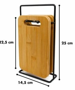 Beste Pirce ???? Luxe Snijplankenset Met Houder Van In Round – 4 Snijplanken – Houten Snijplank Rechthoek – Zwart Metalen Houder – Bamboe Hout – Serveerplank Hakblok Broodplank – Ontbijtplankjes Set – Cutting / Chopping Board – Keukengerei – Snijplankje – Borrelplank ???? -Bourgogne Shop 550x550 566