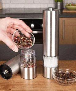 Groothandel ???? Allkinds Elektrische Peper En Zoutmolenset - Keukengerei - Batterij - Peper- En Zoutstel - Lichtgevend - RVS - Zilver ✔️ -Bourgogne Shop 550x550 617