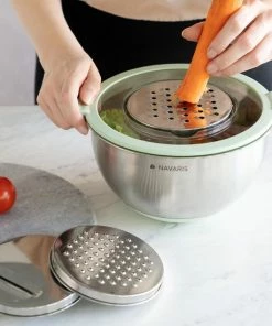 Beste Pirce ???? Navaris Roestvrijstalen Kommen Met Deksel - Set Van 2 Mengkommen Met Deksels En 3 Raspen - 1,4L En 4,7L Slakommen Met 3 Soorten Raspen - In Mintgroen ???? -Bourgogne Shop 550x550 664