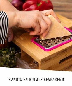 Uitgang ⌛ TammaT® Snijplank Hout - Met Opvangbakken - Bamboe Snijplank - Met Rasp - Stapelbaar Voorraadbakjes - Keuken Accessoires - Groentesnijder - Snijplank Hout - BBQ ✨ -Bourgogne Shop 550x550 672