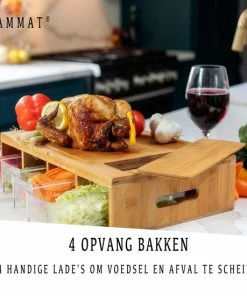 Uitgang ⌛ TammaT® Snijplank Hout - Met Opvangbakken - Bamboe Snijplank - Met Rasp - Stapelbaar Voorraadbakjes - Keuken Accessoires - Groentesnijder - Snijplank Hout - BBQ ✨ -Bourgogne Shop 550x550 673