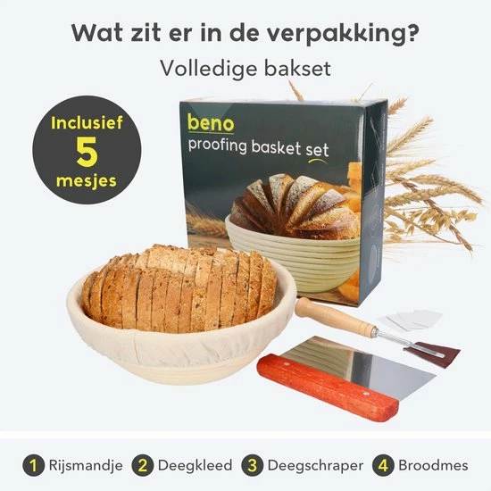 Uitgang ???? Beno® Rijsmandje Met Deegkleed Rond – Banneton Voor Brood Bakken, Deeg Rijzen - Sinterklaas Cadeau - Black Friday 2022 ???? 6 Uitgang ???? Beno® Rijsmandje Met Deegkleed Rond – Banneton Voor Brood Bakken, Deeg Rijzen - Sinterklaas Cadeau - Black Friday 2022 ???? - Afbeelding 6