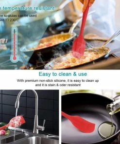 Hete verkoop ⭐ Vicloon Siliconen Keukenhulpen, 6 Stuks Siliconen Spatels Bevatten Soeplepel, Bakborstel, Spatel, Hittebestendig & Anti-aanbak, Een Kern Van Roestvrij Staal En Naadloos Eendelig Design (rood) ???? -Bourgogne Shop 550x550 722
