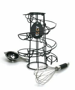 Korting ???? EGGY - Eierhouder - Eierrek Metaal Zwart - Eierrekje - Eierdoos - Eiermand - Eierschaal - Eieren Bewaren Incl. Garde En Eierscheider ????