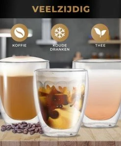 Beste Pirce ⭐ RoyalGoods® Dubbelwandige Glazen – Koffieglazen - Theeglazen – 2 Stuks 80ML, 250ML En 350ML – 6 Stuks Totaal – Cappuccino Glazen - Espresso Glazen, Latte Macchiato Glazen ???? -Bourgogne Shop 550x550 800