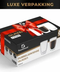 Beste Pirce ⭐ RoyalGoods® Dubbelwandige Glazen – Koffieglazen - Theeglazen – 2 Stuks 80ML, 250ML En 350ML – 6 Stuks Totaal – Cappuccino Glazen - Espresso Glazen, Latte Macchiato Glazen ???? -Bourgogne Shop 550x550 804