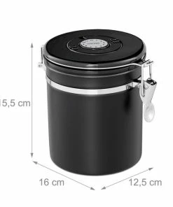 Beste Pirce ⭐ Relaxdays Voorraadbus Koffie - Koffieblik - Luchtdicht - Koffiebus - Zwart - Rvs - Metaal Medium ???? -Bourgogne Shop 550x550 817